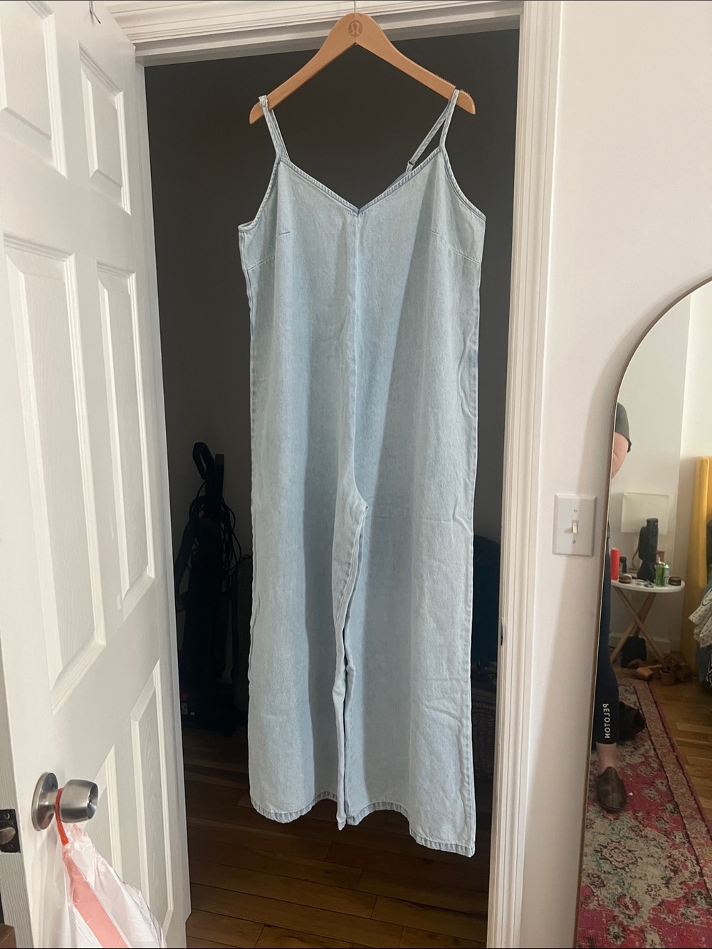 ASOS Light Blue Denim Wide-Leg Jumpsuit